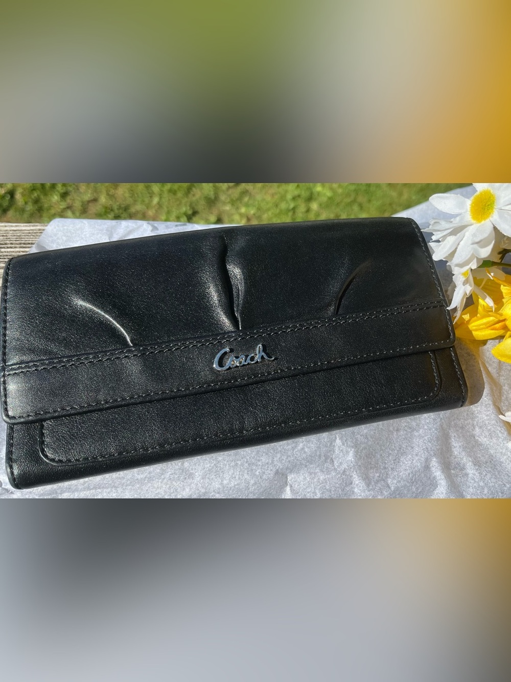 Coach Ashley Y2K Black Leather Wallet